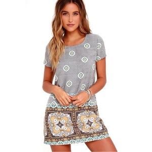 Lulu’s Dress with Geometric Floral Print. Fully Underlined.